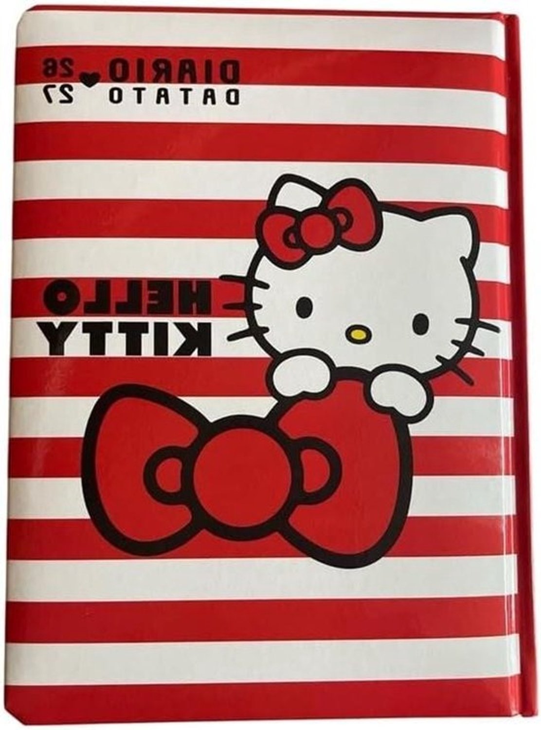 Hello Kitty Dagboek - Planner 2026 2027 - Dagen Organiseren - Iconisch Streep Design - 14 cm - Rood Wit