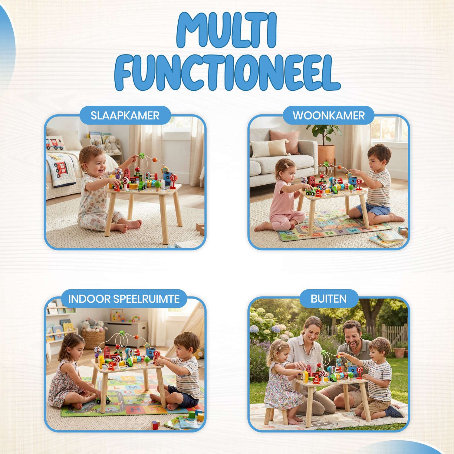 Activiteiten Tafel – Houten Speeltafel Peuter – Montessori Speelgoed – Speelgoed Auto’s met Gebouwen & Verkeersborden – Educatief Speelgoed 1, 2 & 3 Jaar — afbeelding 6