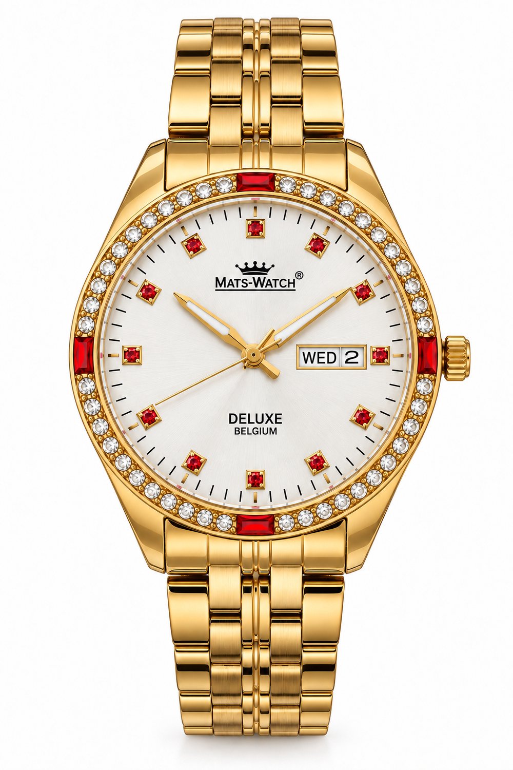 Mats-Watch - Redstone - Herenhorloge - Goudkleurig Edelstalen Horloge - Quartz - Waterdicht