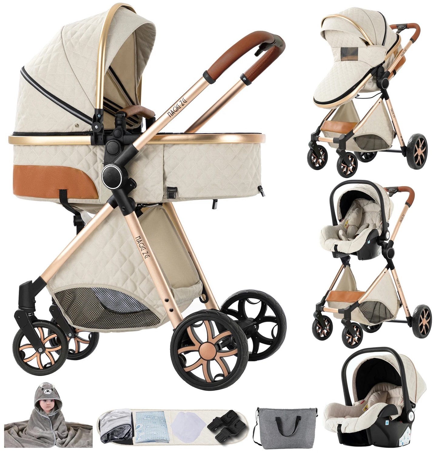 Luxe Kinderwagen 3 in 1 - Wandelwagen - Luxe - €184,99
