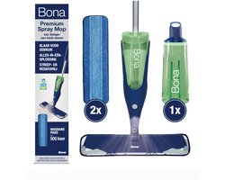 Bona Premium Spray Mop - Alles-in-1 Dweilsysteem - Vloerwisser met Spray - Inclusief Harde Vloer, Tegel/ Laminaat Reiniger & 2 Microvezel Reinigingspads - Dweil - Streeploos - Sneldrogend