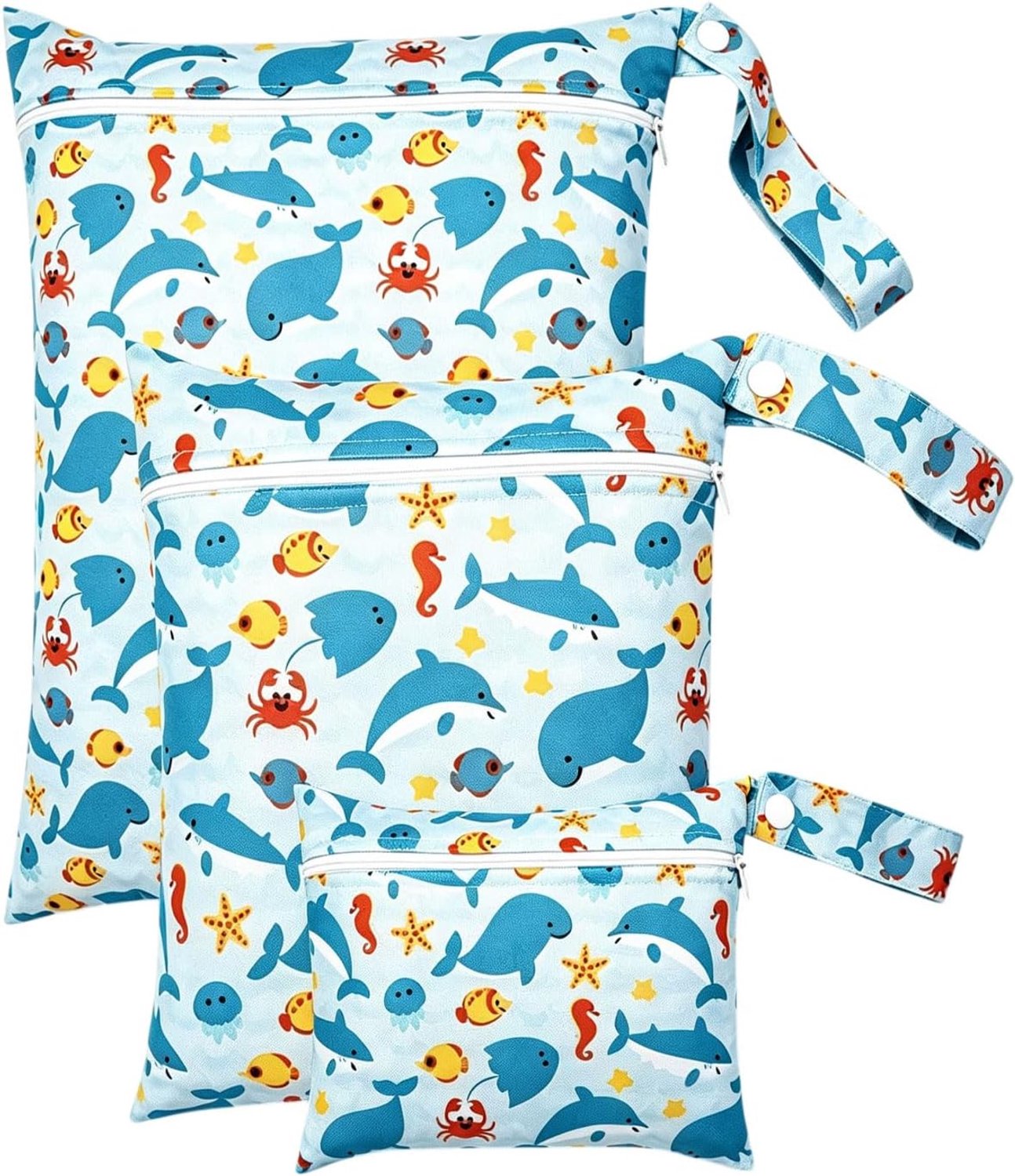 Wasbare luiertas 3 stuks - 26 x 36 cm, 20 x 25 cm, 15 x 18 cm - waterdichte tas - ideaal voor reizen en strand - Vemera