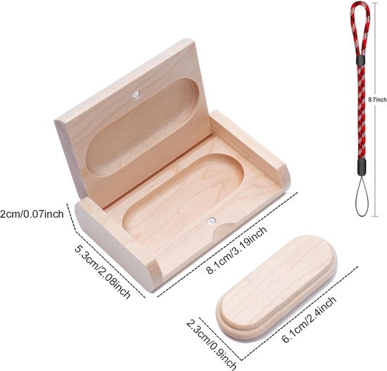 USB 2.0 Externe Schijf - Hout - 2.0/2GB - Esdoornhouten Behuizing - Voor Opslag en Delen — afbeelding 3