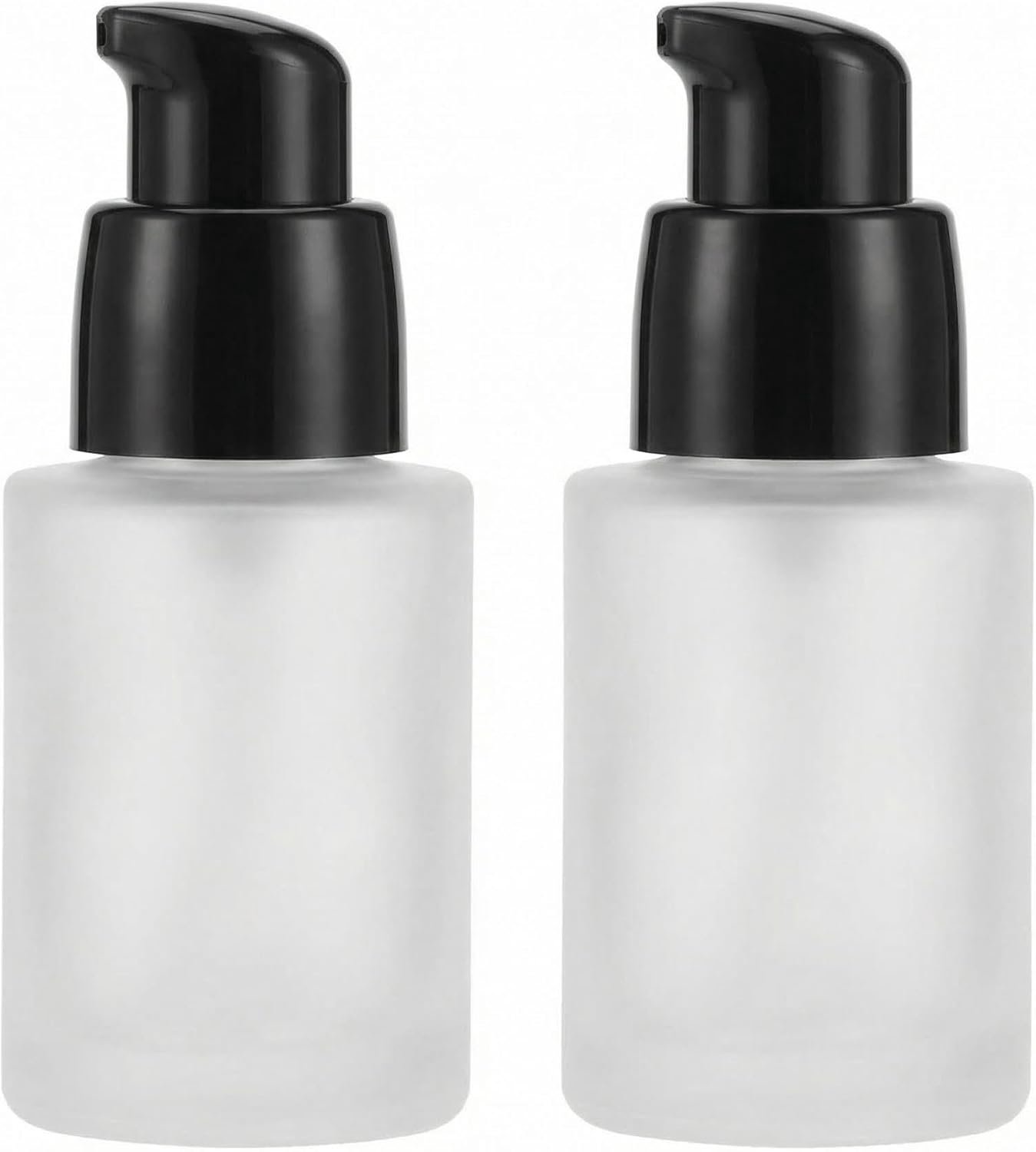 Lege glazen pompflessen 30 ml - luxe design - met zwarte stofkap - ideaal voor cosmetica - ShopVlot