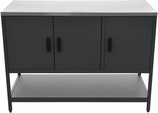 sweeek - Buitenkeukenmodule met 3 deuren en 1 plank staal 120x51x87,5 cm - naxos van Sweeek — afbeelding 4