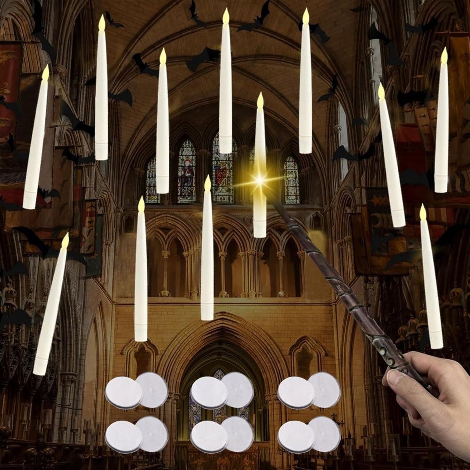 Hangende LED Kaarsen - Potlood - Vlamloze Kaarsen met Afstandsbediening - Voor Kerstfeestdecoraties