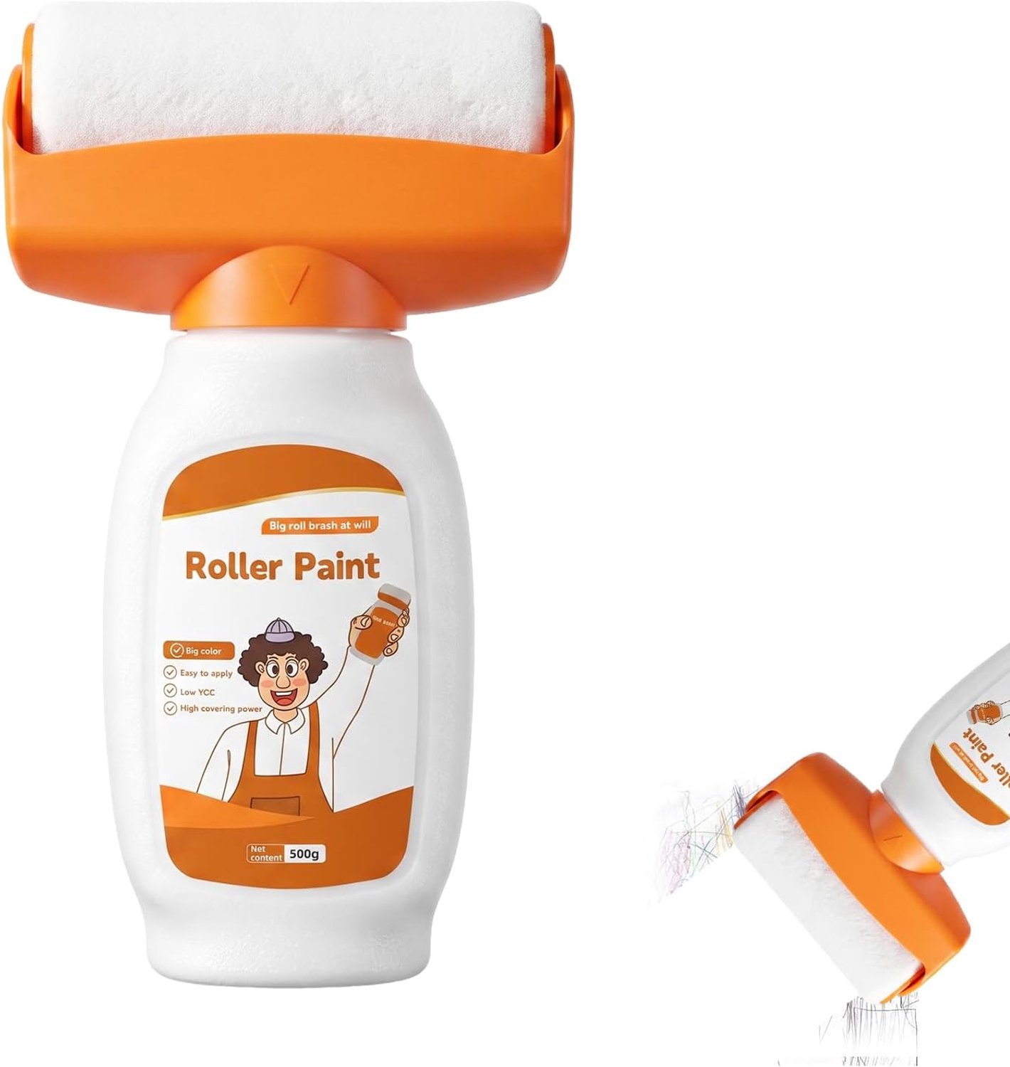 Wandverf repareren, wit, 500 g, 2-in-1 wandreparatie, rolborstel met geïntegreerde verfroller, zeer dekkende muurverf - ShopVlot