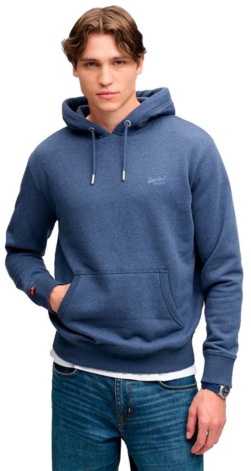 Superdry Essential Logo Hoodie Heren Hoodies Gemeleerd Matrozenblauw