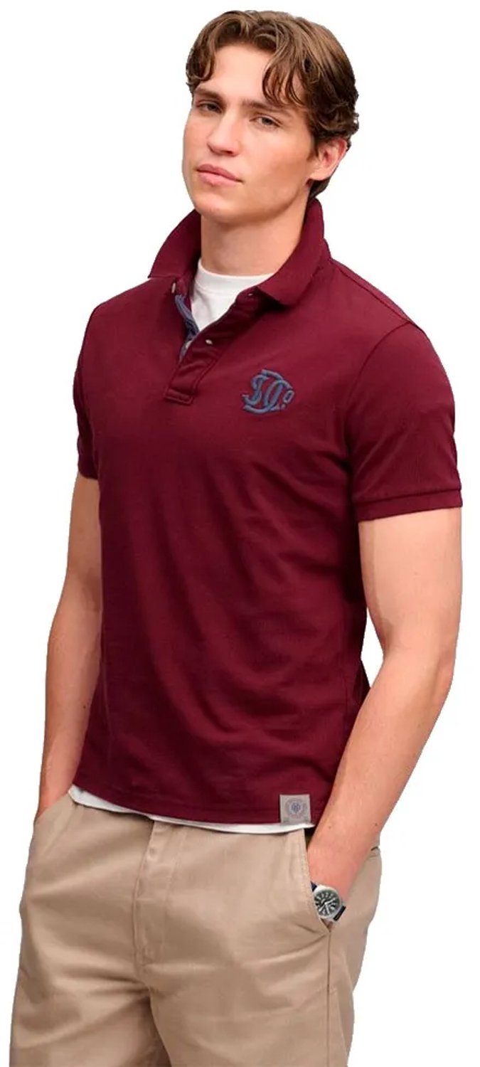 Superdry Pique Monogram Korte Mouw Poloshirt 3XL Man Port Burgundy