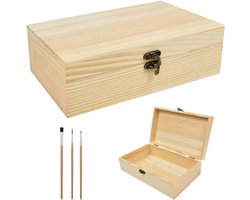 Holzkiste mit Deckel 25x15x8cm ongelakt met Bemalen DIY, 2er Set - ShopVlot