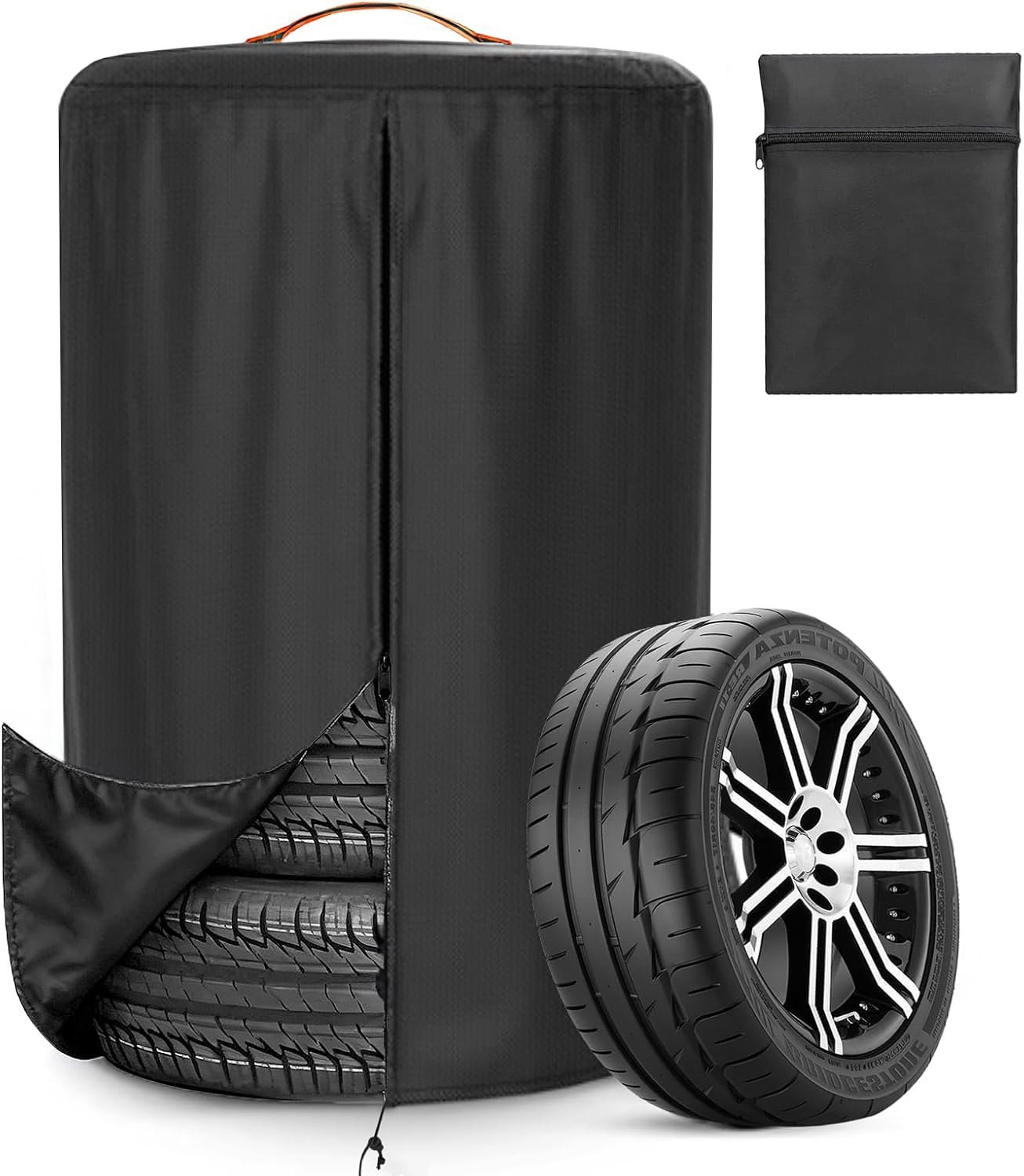 Tyre Bag, Large Car Tyre Bag, Robust 420D Universal Car Tyres, Storage for 4 Tyres, Tire Cover with Zip, Waterproof - ShopVlot