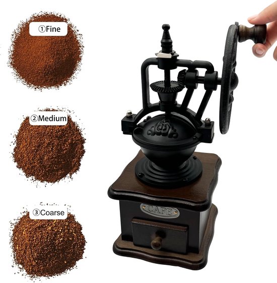 Vintage Handmatige Koffiemolen van Hout - Compacte Koffiebonen Grinder voor French Press, Aeropress en Espresso Bereiding — afbeelding 2