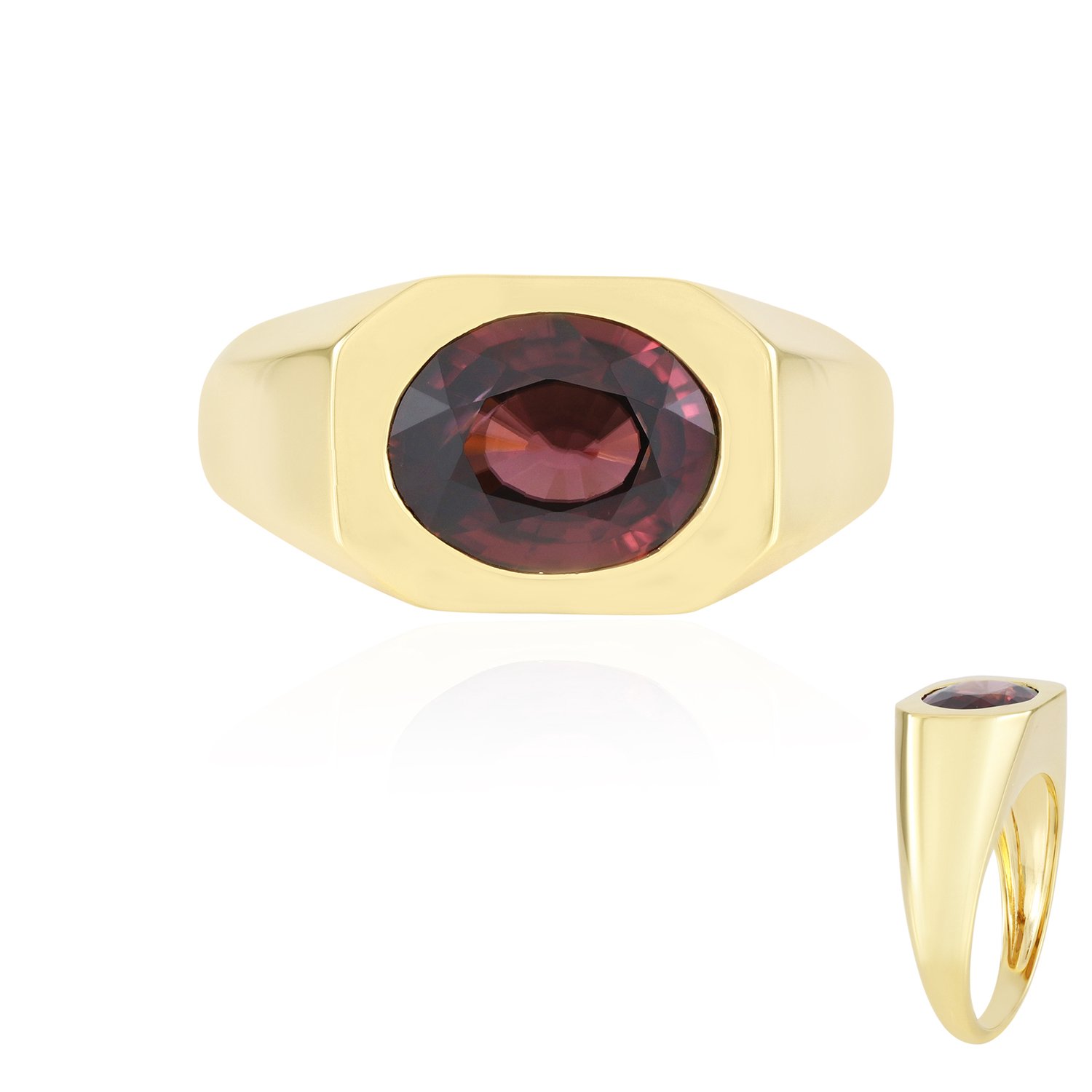 Cavill - Moderne Zilveren Ring - 925 Sterling Zilver Verguld - Roze Zirkoon 4,489 ct - Ovaal Briljant Geslepen - Elegante Bezel Zetting