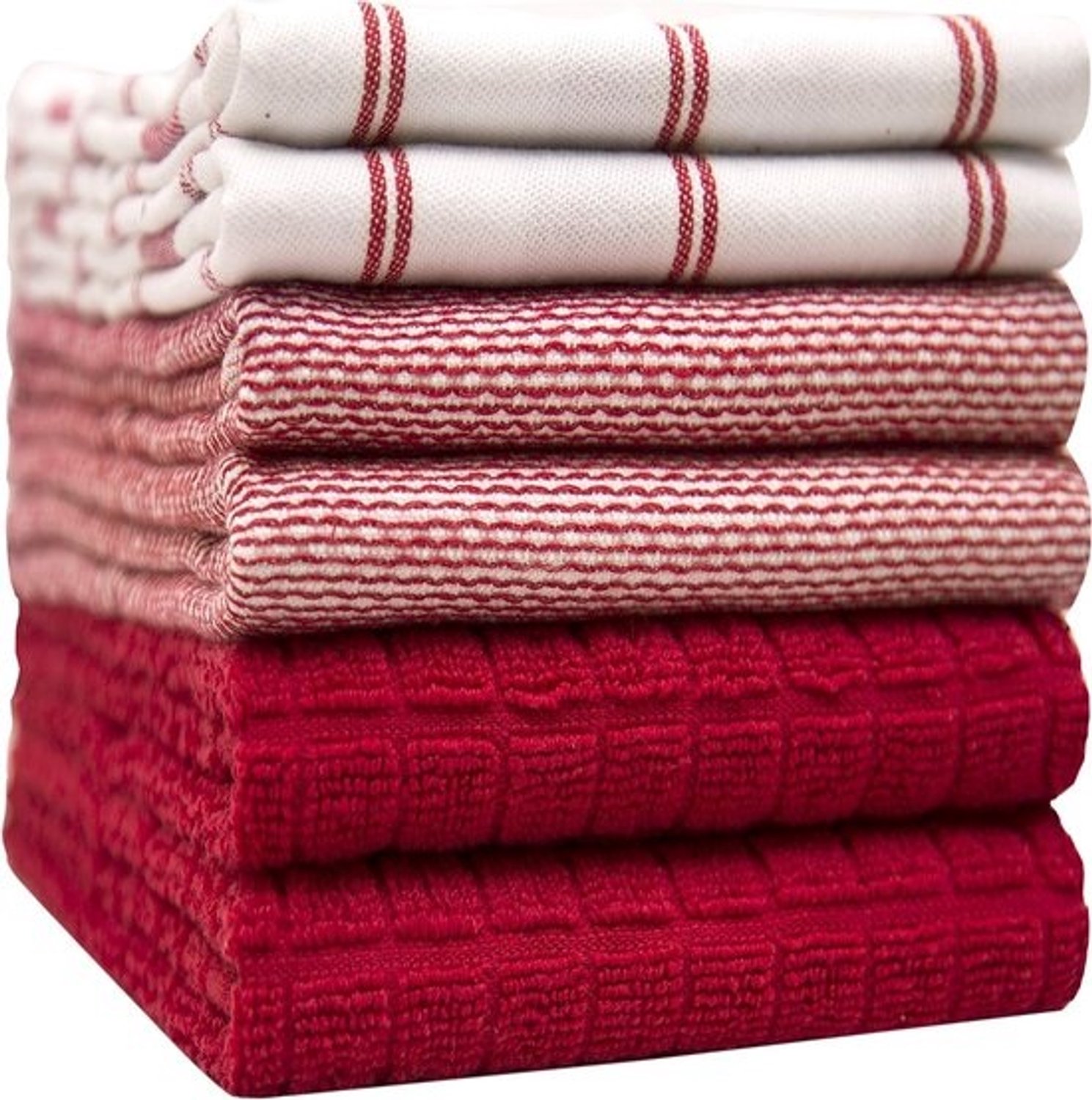 Keukenhanddoeken Set - Theedoeken Katoen - Huishoudelijke Taken - Ringgesponnen Katoen - 6 Stuks 50x70cm - Rood