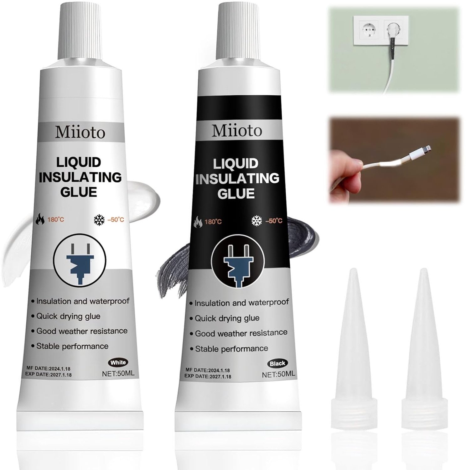 SnelShoppen - Liquid Rubber Isolatie Tape 100ml - Waterdicht, Sneldrogend, Zwart & Wit - Perfect voor Kabelisolatie en Pijpen - Elektrische Apparaten