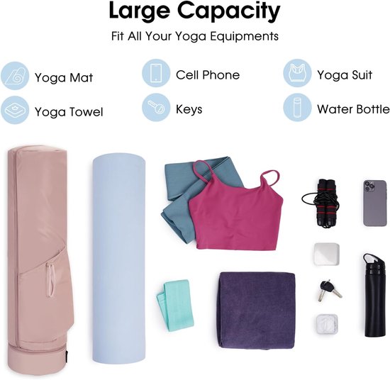 SnelShoppen - Grote Yogamat Tas met Draagriem en Flesvak, Nat Compartment voor Pilates Mat, Lange Rits, Geschikt voor Dikke Matten, Perfect voor Yoga van Snelshoppen — afbeelding 5