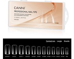 Canni Nagel Tips Transparant Square - 240 stuks - Nageltips - Nageltips voor Gelnagels - Nagel Tips Acryl - Nail Tips - Nail Tips Clear