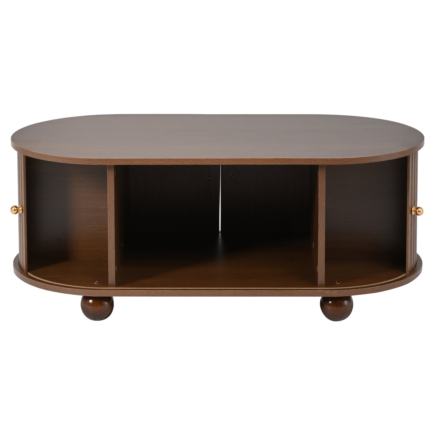 SONNENH Salontafel - Geribbelde schuifdeuren en opbergruimte - 100 x 50 x 40 cm - Walnootlook