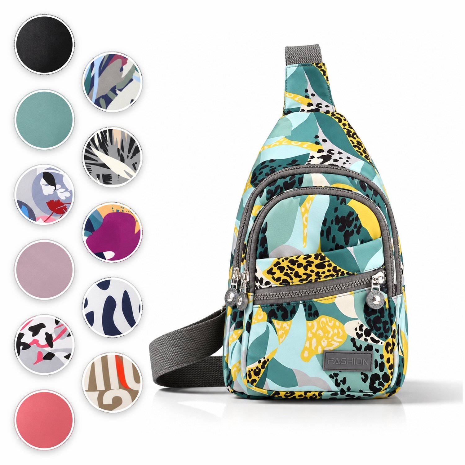 ÉLEVÉA® Crossbody Tas Dames - Schoudertas Dames - Anti Diefstal - Waterdicht en Compact - Handtas / Sling Bag - Crossbodytas Dames / Heren - Nektasje - Wild Safari Panterprint - Crossover - Rugzak - Chestbag - Borsttas
