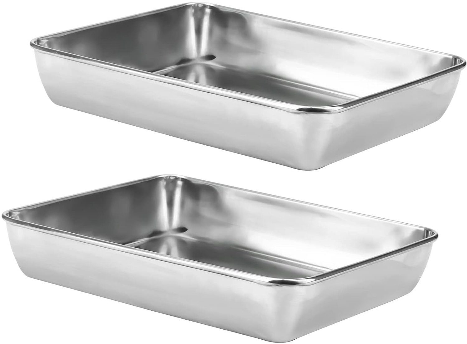 Set van 2 RVS Bakplaten 30 x 24 x 5 cm - Rechthoekige Koekjesplaat, Bakplaat voor Taart en Brownies, Keukenaccessoires