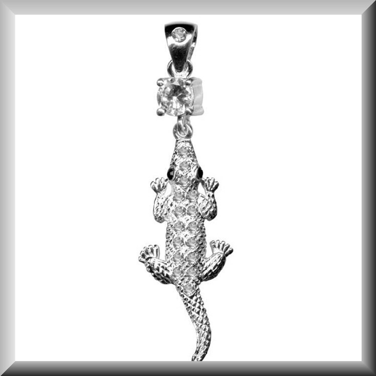 Hetty'S - Originele hanger - 925 Zilver - Krokodil - Ziconia'S - Maat 13 X 45 mm