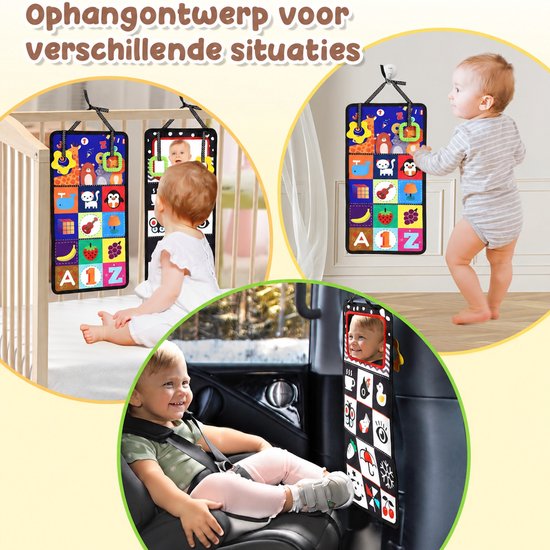 Flero Tummy Time Spiegelboek - Opvouwbaar Baby Speelgoed met Spiegel en Zwart-Wit Contrastkaarten - Sensorisch Montessori Speelgoed voor Babys - Educatief Montessori Speelgoed, Speelgoed zonder Scherm, Verjaardagscadeau, Sinterklaascadeau van Flero — afbeelding 2