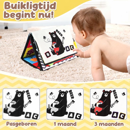 Flero Tummy Time Spiegelboek - Opvouwbaar Baby Speelgoed met Spiegel en Zwart-Wit Contrastkaarten - Sensorisch Montessori Speelgoed voor Babys - Educatief Montessori Speelgoed, Speelgoed zonder Scherm, Verjaardagscadeau, Sinterklaascadeau van Flero — afbeelding 5