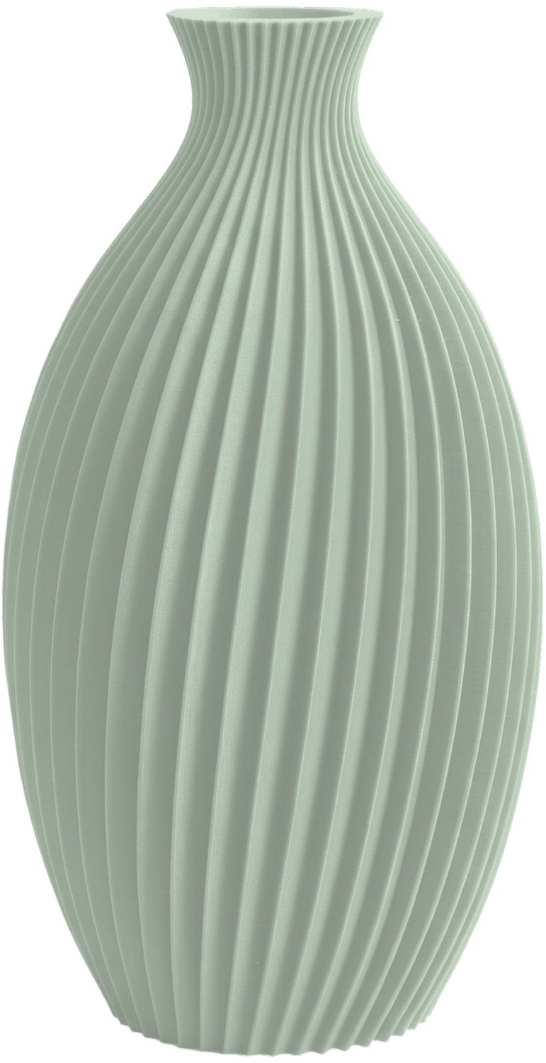 Layvo JUNES Vaas - Salie - D14 x H25 cm - droogbloemen vaas - gegroefde vaas - gerecycled plastic