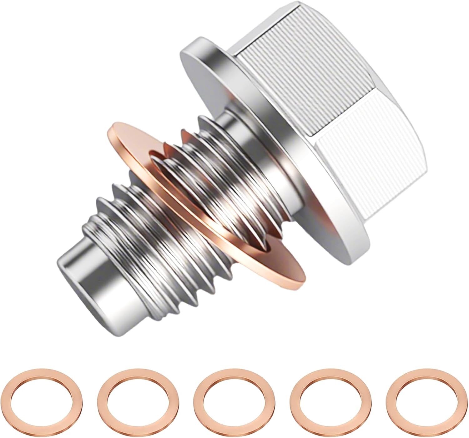 Magnetische olieafvoerschroef met afdichting, M12x1.25, roestvrijstalen olieafvoerplug, ideaal voor motorolie, eenvoudig te installeren en voorkomt lekkages