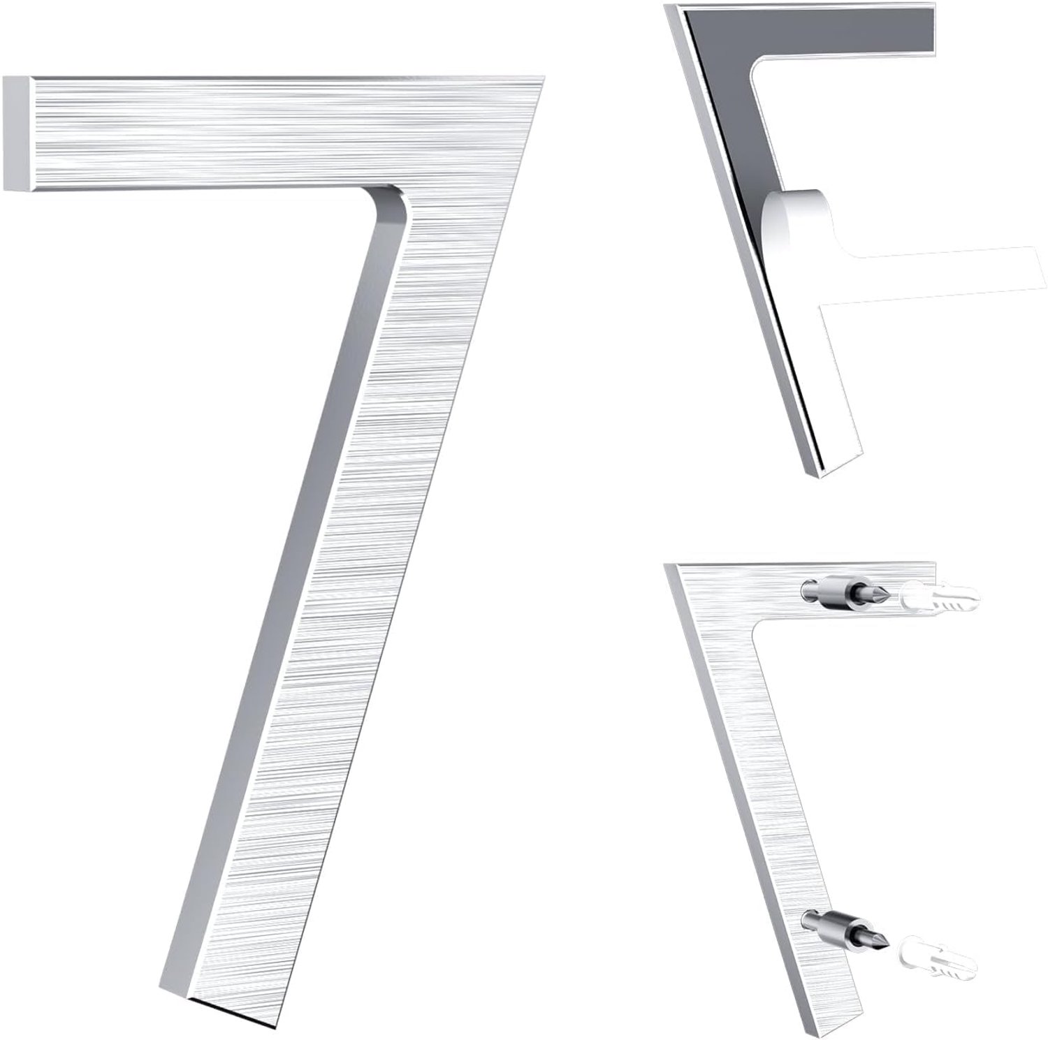 SnelShoppen - 12.5 cm huisnummer zilverkleurig - Aluminium met geborstelde afwerking, zelfklevend of met schroeven, weerbestendig voor deur, muur, hek