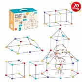 Flero Fort Bouwset | Hut & Tunnel Bouwset voor Kinderen | STEM Creatief Bouwspeelgoed | Indoor & Outdoor Hut Kit voor Jongens & Meisjes | Verjaardag (70 stuks) - Educatief Montessori Speelgoed, Speelgoed zonder Scherm, Verjaardagscadeau