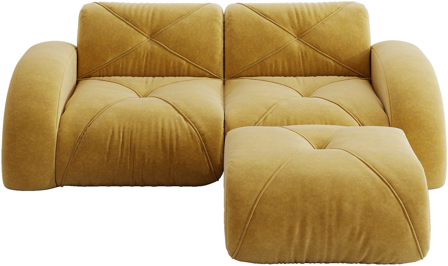 SONNENH Modulaire 2-zitsbank met ottoman - Chenille - 204 cm - Geel