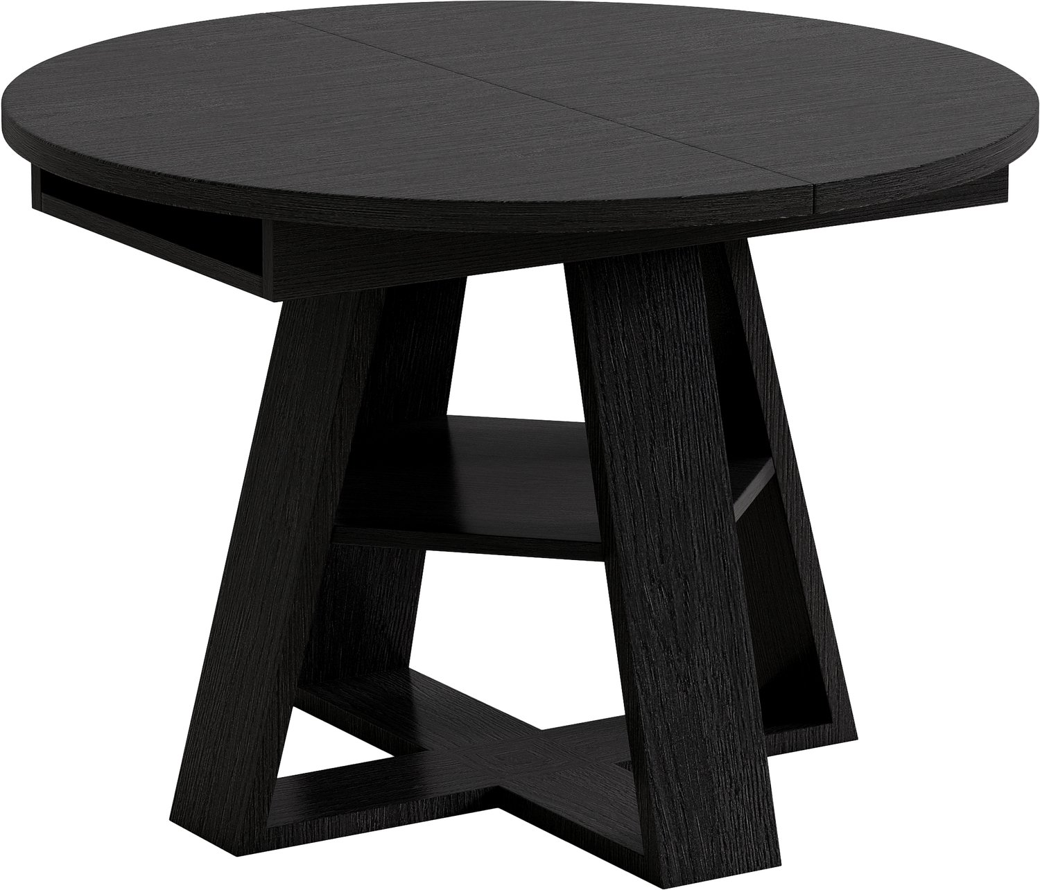 SONNENH Ronde uitschuifbare eettafel met onderblad - Ø 110 tot 150 cm lang - Zwarte houtlook