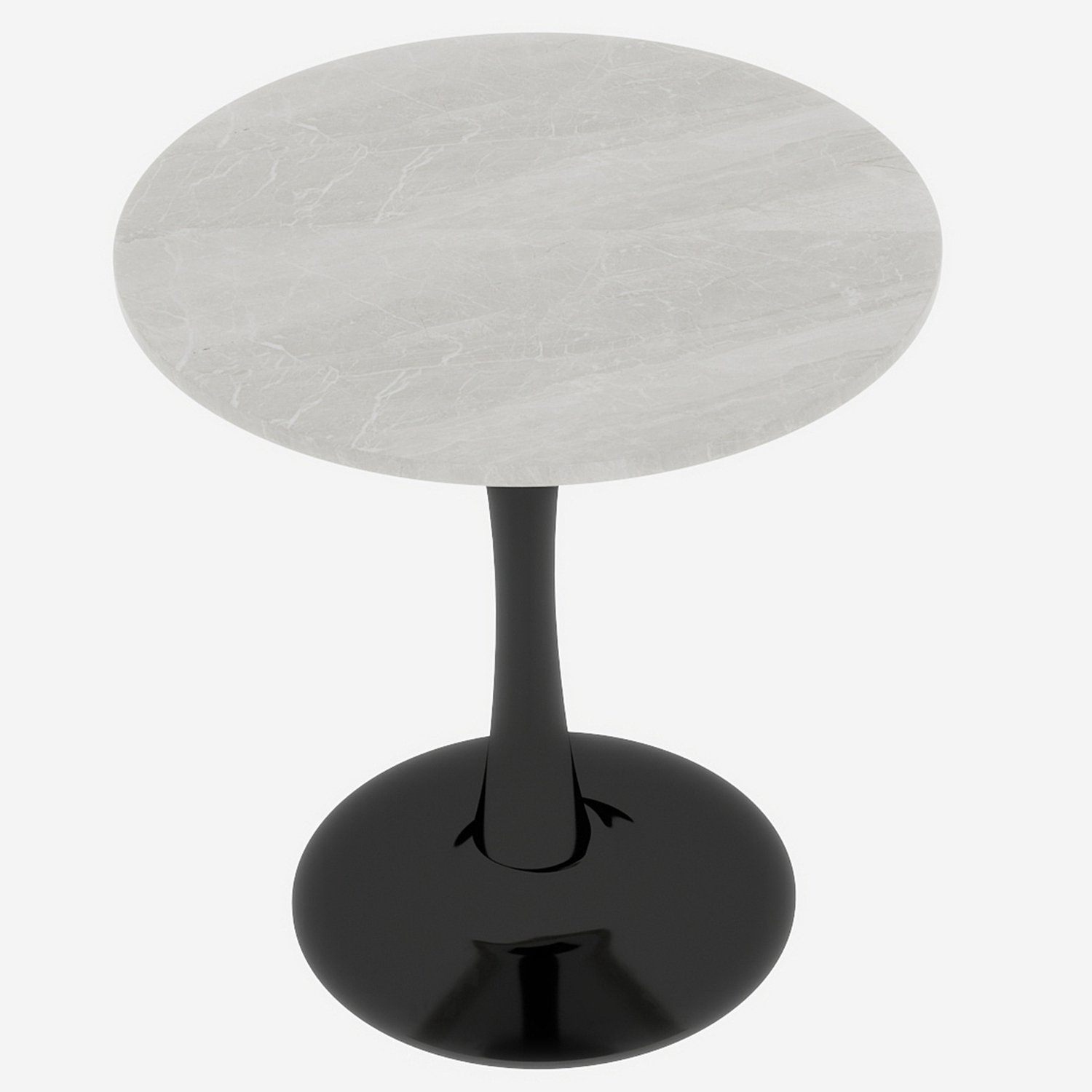 SONNENH Ronde eettafel - Kunstmarmer blad en zwart onderstel - Ø 70 cm - 72 cm hoog