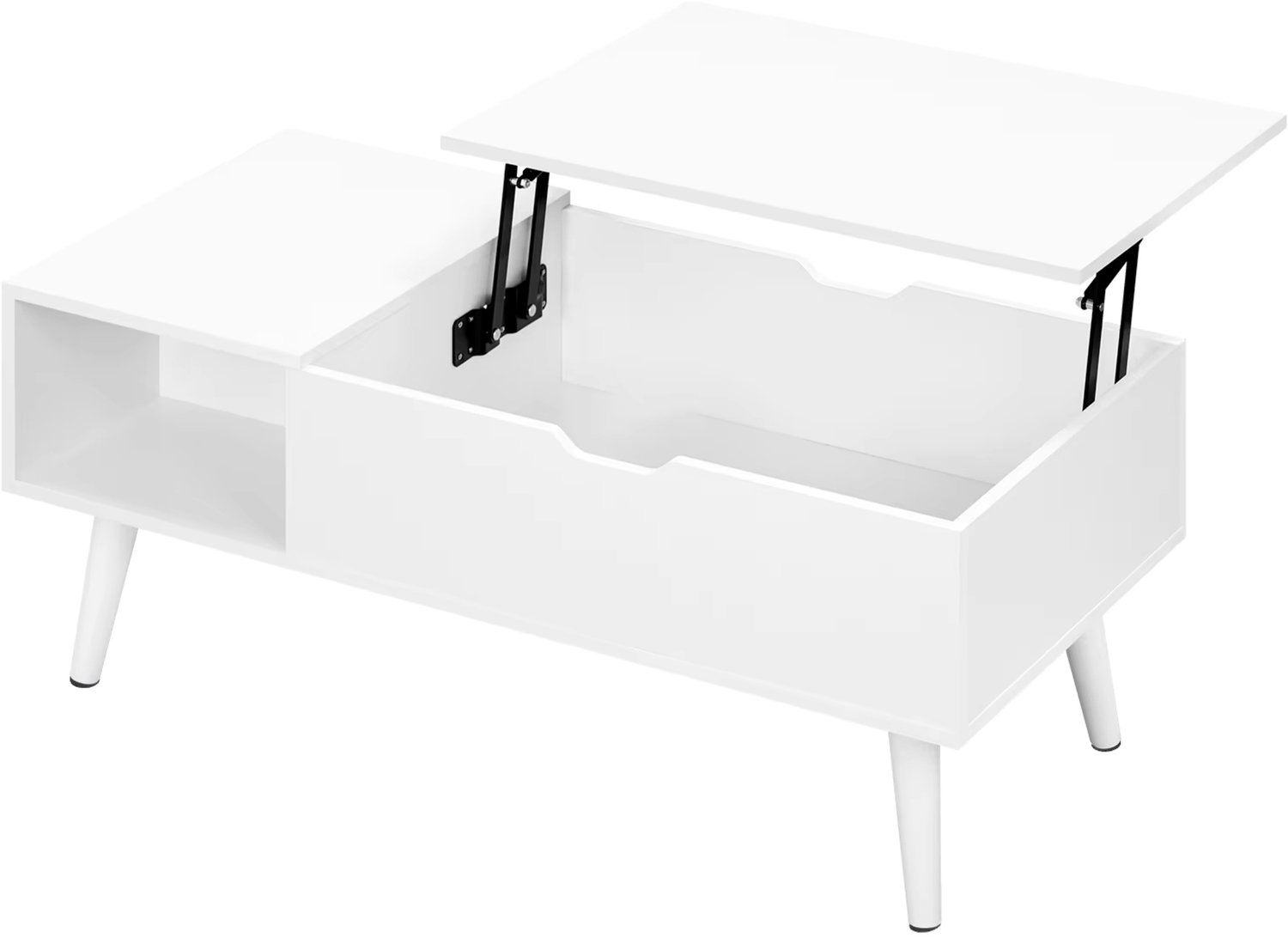 SONNENH Salontafel met liftblad en opbergruimte - 100 x 50 cm - Wit