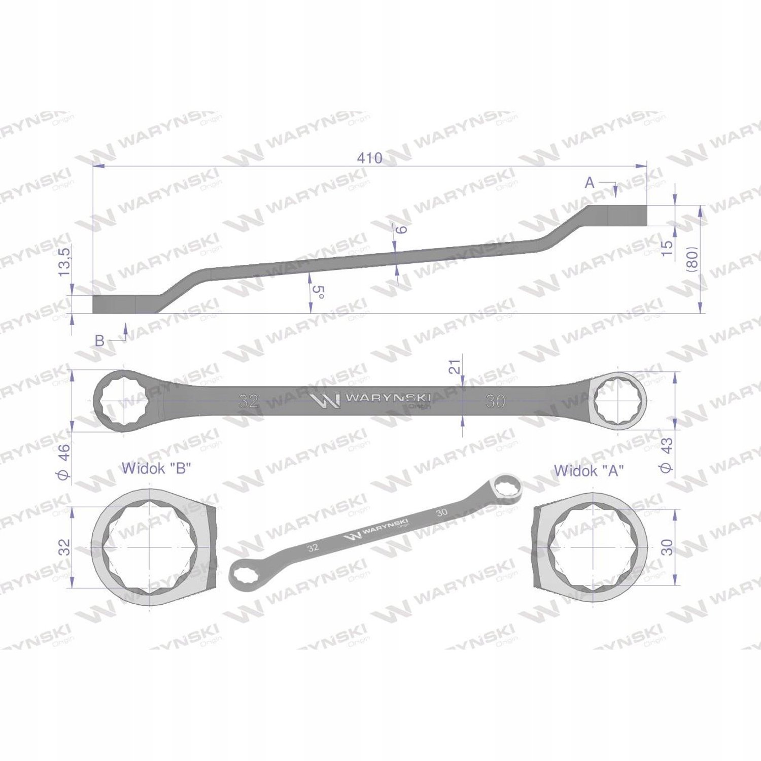 Waryński Ringsleutel 30 x 32 mm CrV ASME B107.9