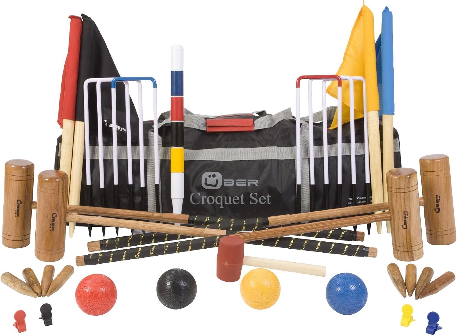 High Quality England Croquet Game - Complete Hardwood Steel Plastic Balls - Flags and Beautiful Mallets - ShopVlot