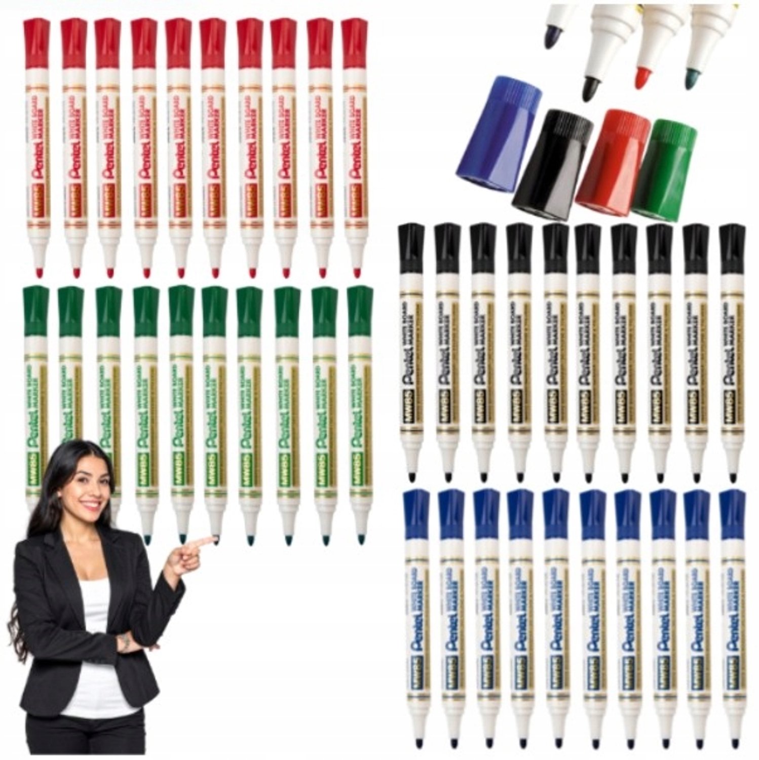 Pentel MW85 Whiteboard Markers Set - 40 Stuks