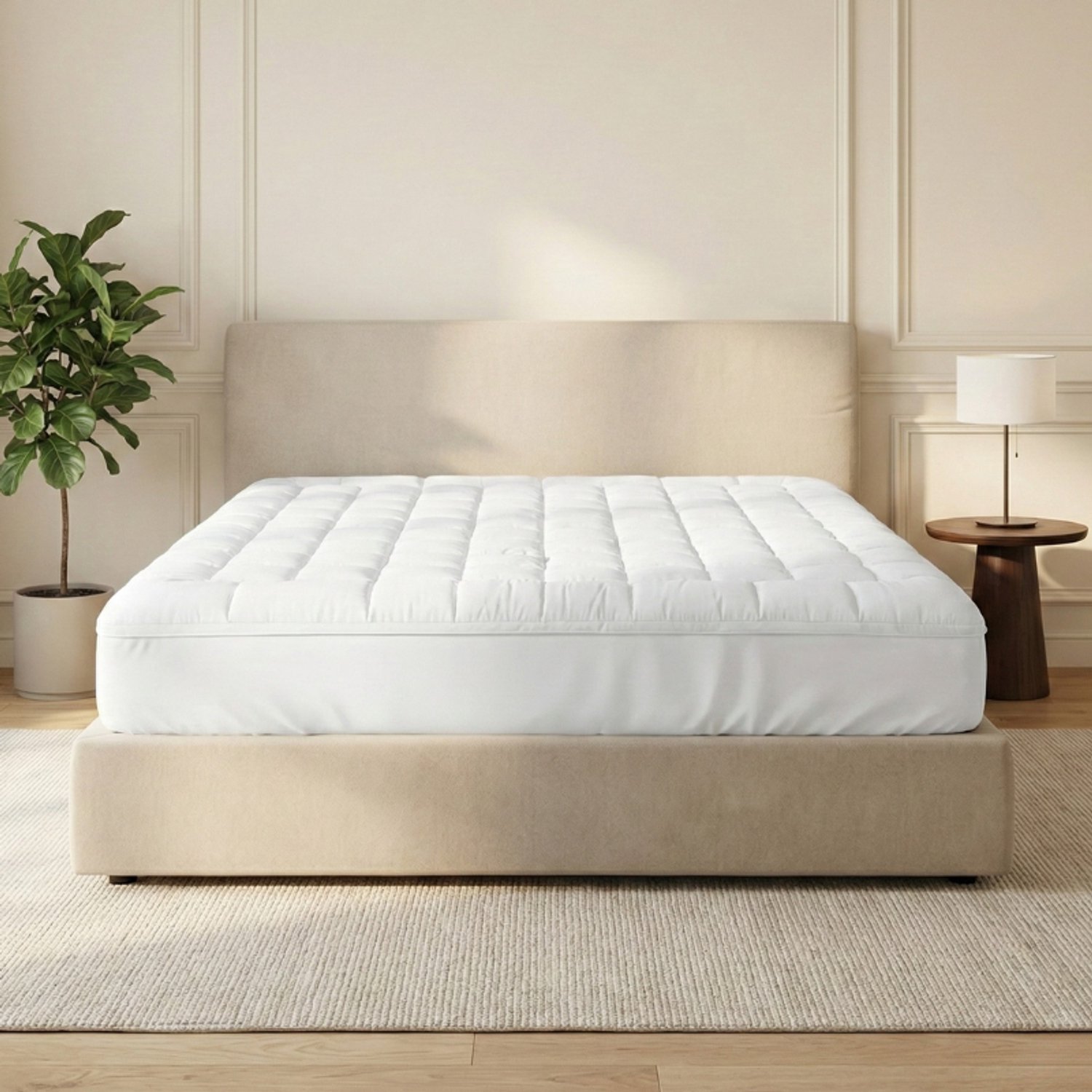 Dekbed-Discounter Sleeptime Wasbare Topper & Hoeslaken 180 x 200 cm - Zacht en luchtig ligoppervlak - Geschikt voor de droger - Wit