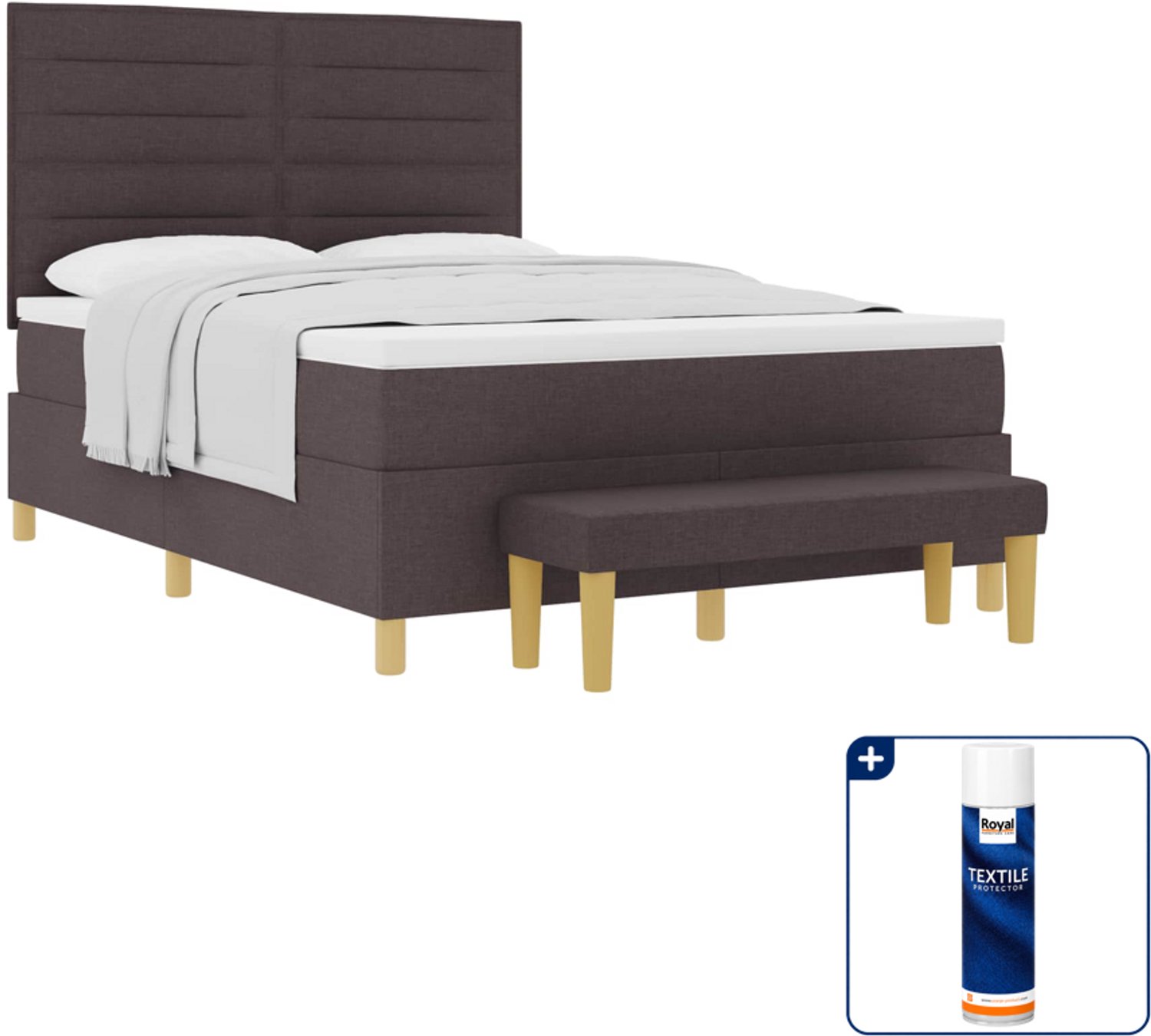 vidaXL boxspring - Queensize - 160 x 200 cm - donkerbruin - Inclusief textielbeschermer 500 ml