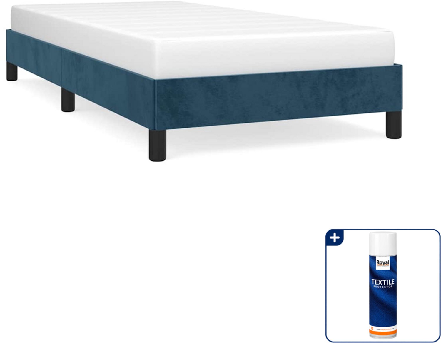 vidaXL Bedframe - 90 x 190 cm - fluweel - donkerblauw - Inclusief textielbeschermer 500 ml