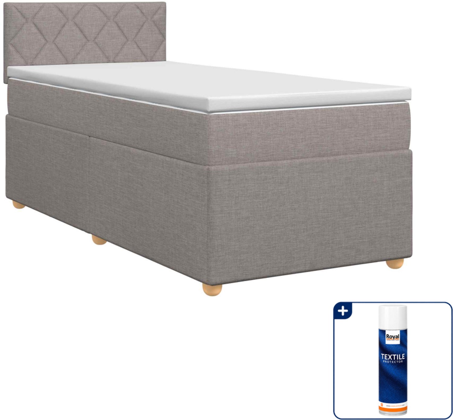 vidaXL boxspringbed - 80 x 200 cm - taupe - Inclusief textielbeschermer 500 ml