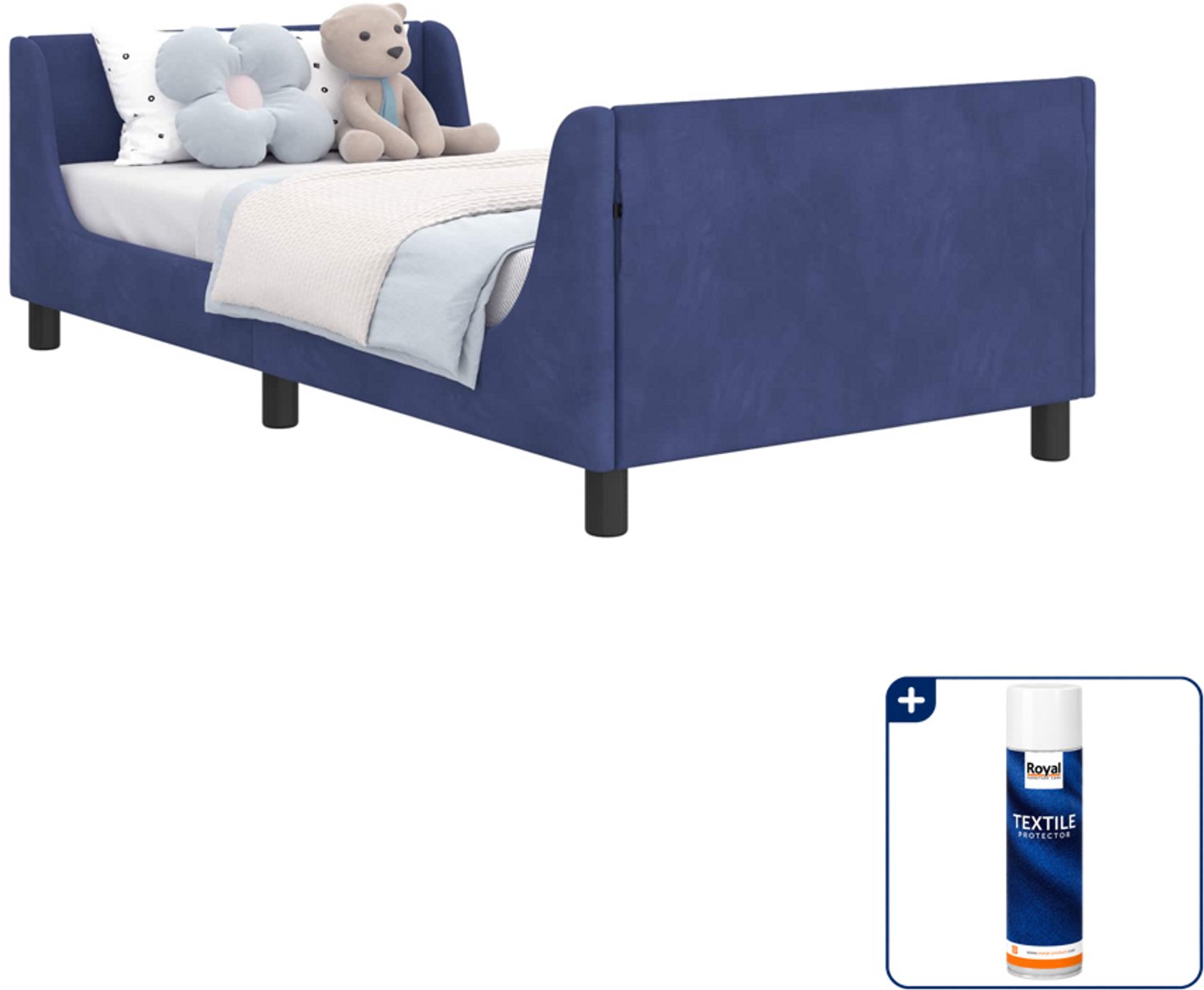 vidaXL kinderbed - 90 x 190 cm - politieblauw - Inclusief textielbeschermer 500 ml
