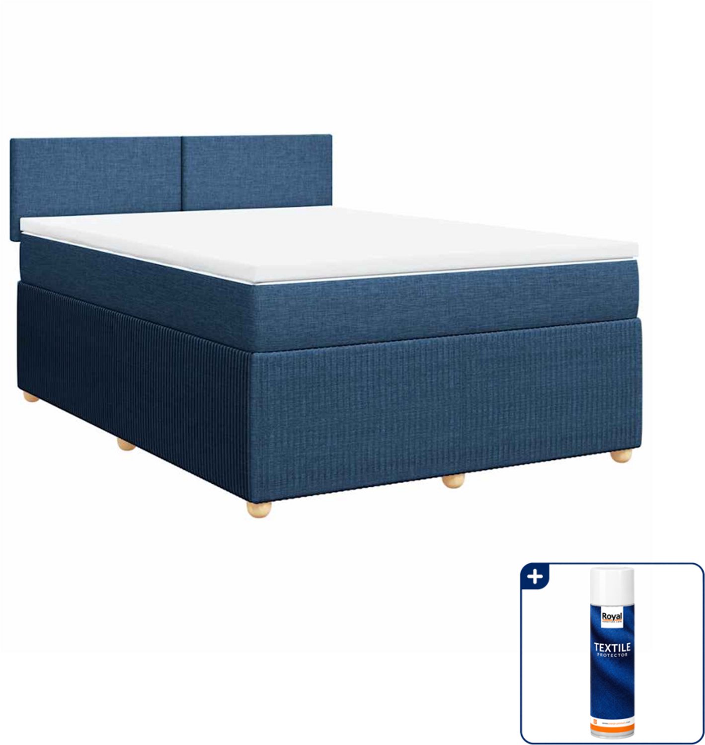 vidaXL boxspring - Queensize 160 x 200 cm - blauw - Inclusief textielbeschermer 500 ml