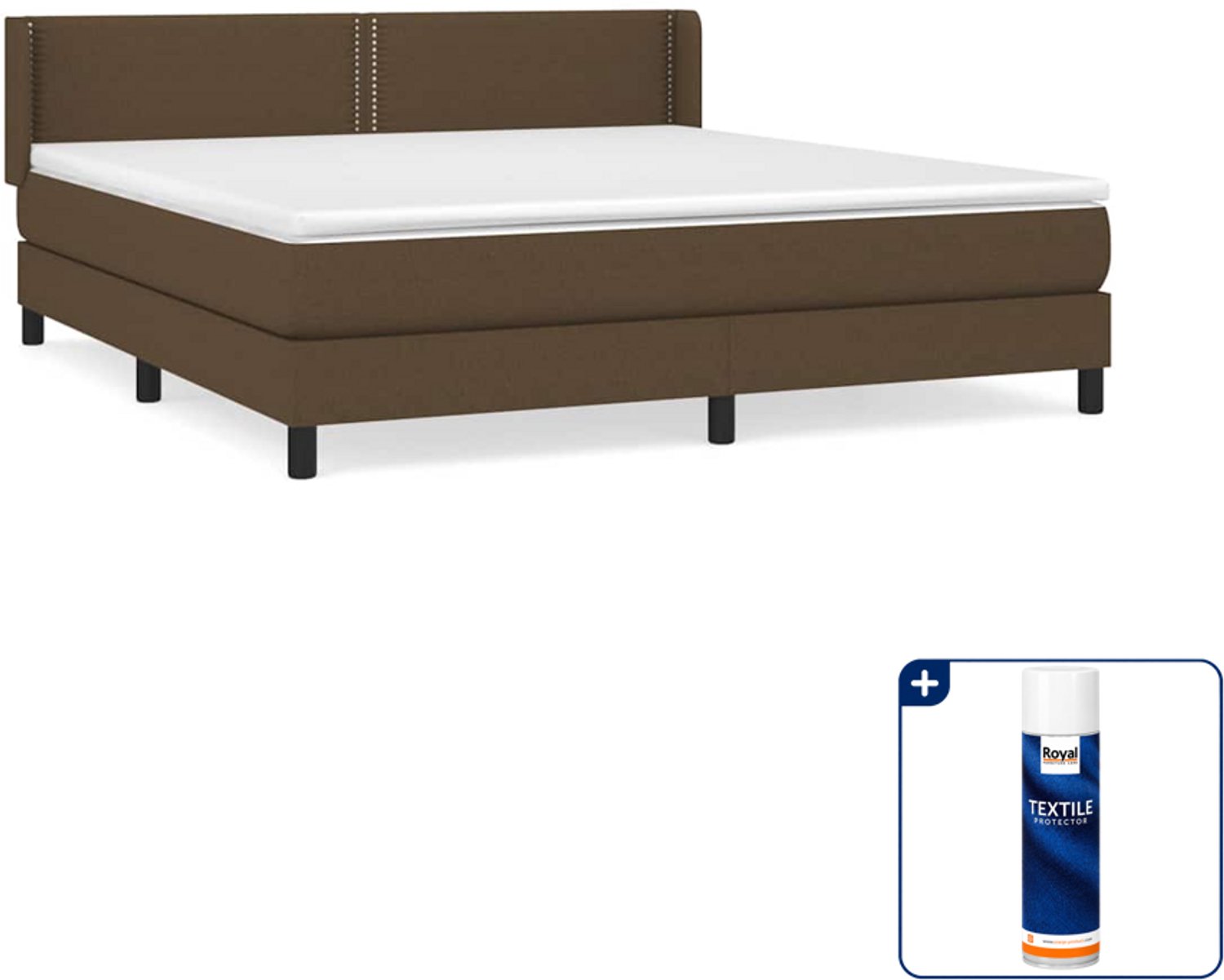 vidaXL boxspring Kingsize - 180 x 200 cm - donkerbruin - Inclusief textielbeschermer 500 ml