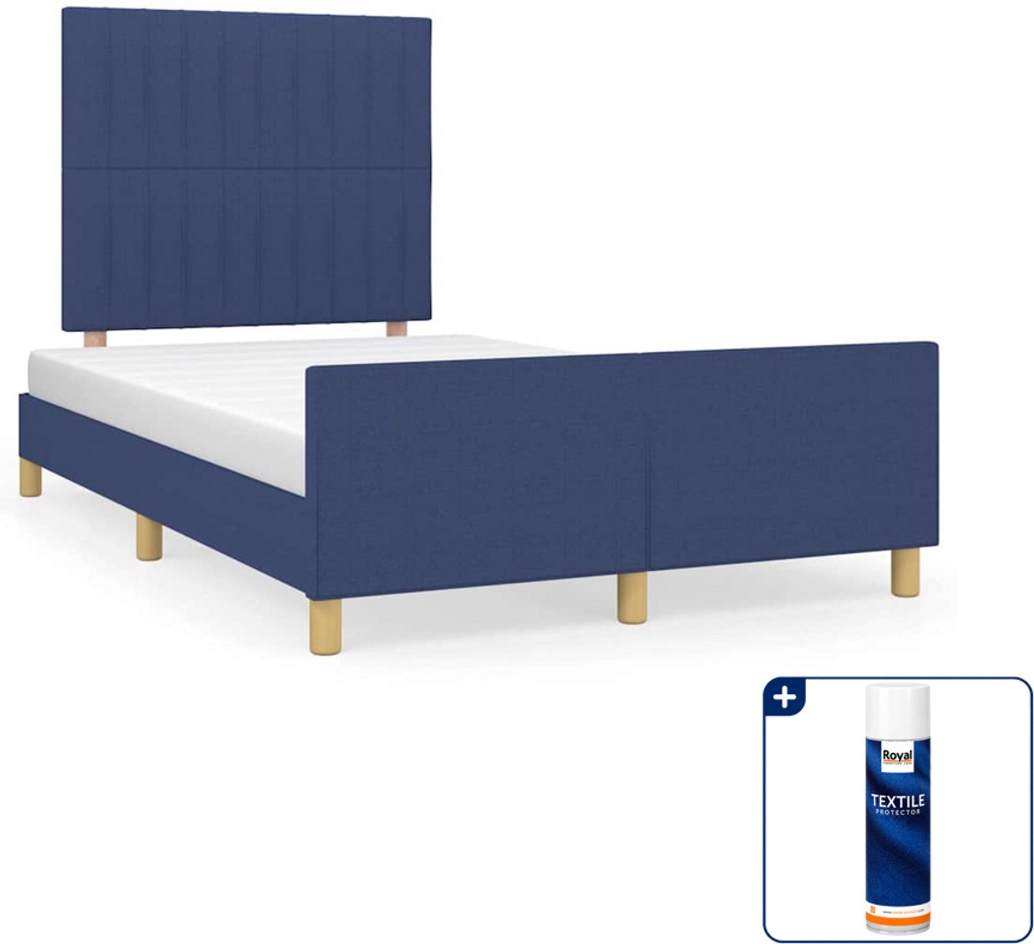 vidaXL bedframe - 120 x 200 cm - stof - blauw - Inclusief textielbeschermer 500 ml