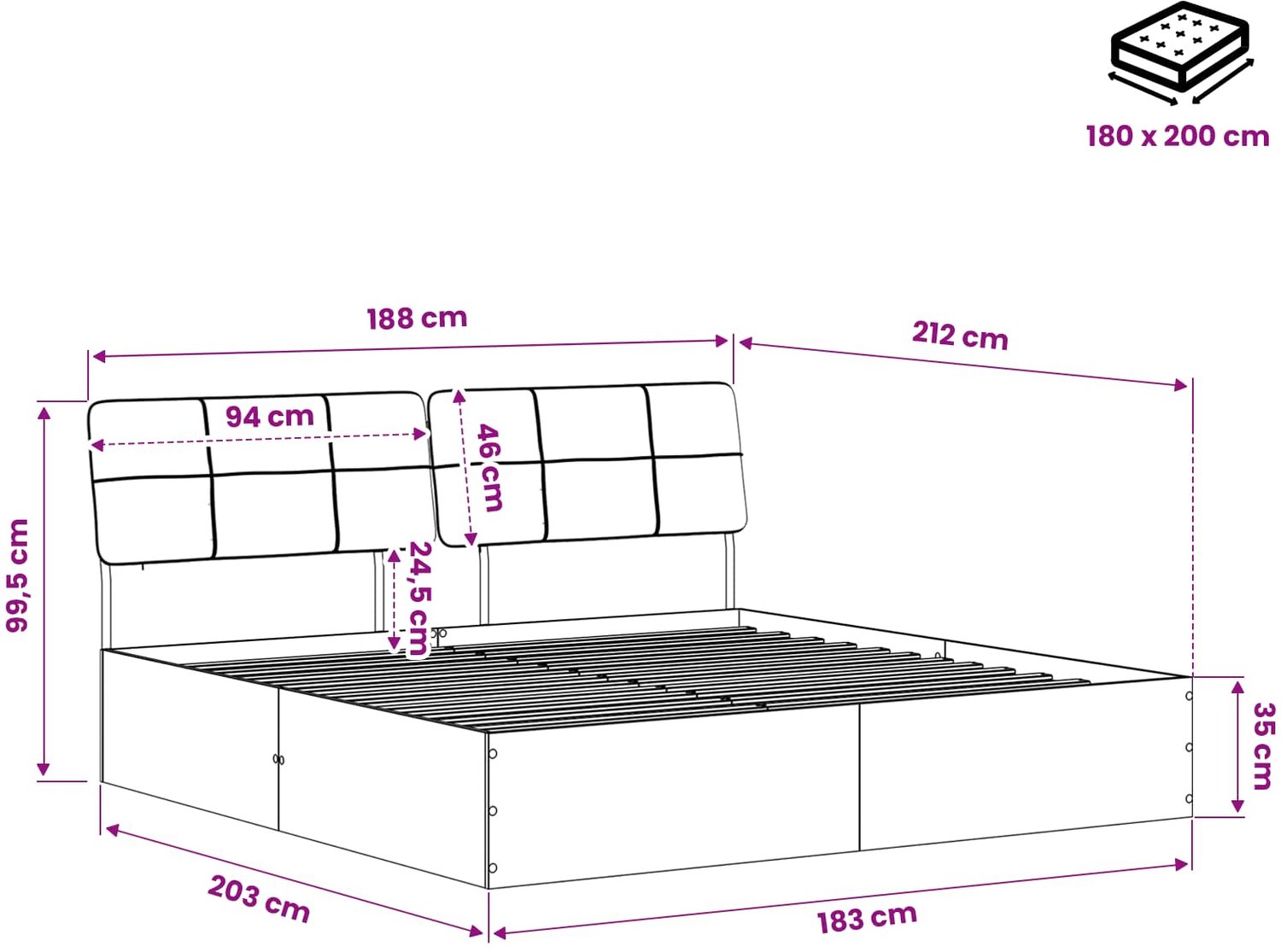 vidaXL Tweepersoonsbed - met - hoofdbord - Oud - hout - en - donkergrijs Oud hout en donkergrijs