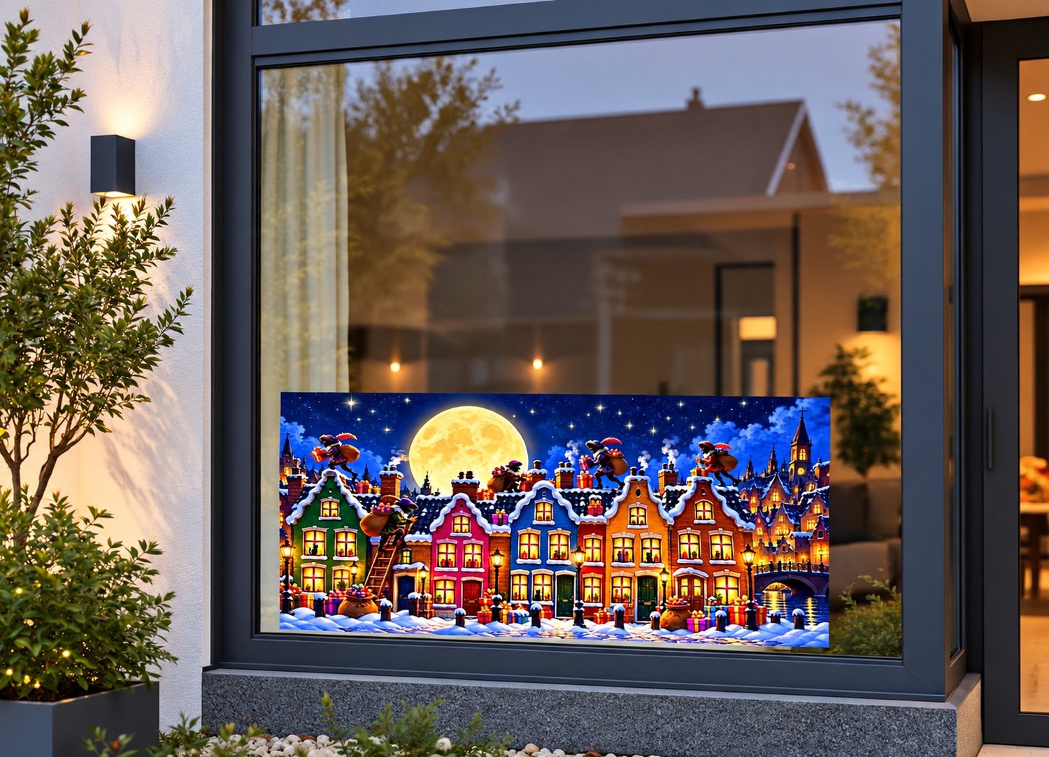 De Stickerman Sinterklaas Raamsticker 100cm Breed Herbruikbaar Weerbestendig (V35) Multi
