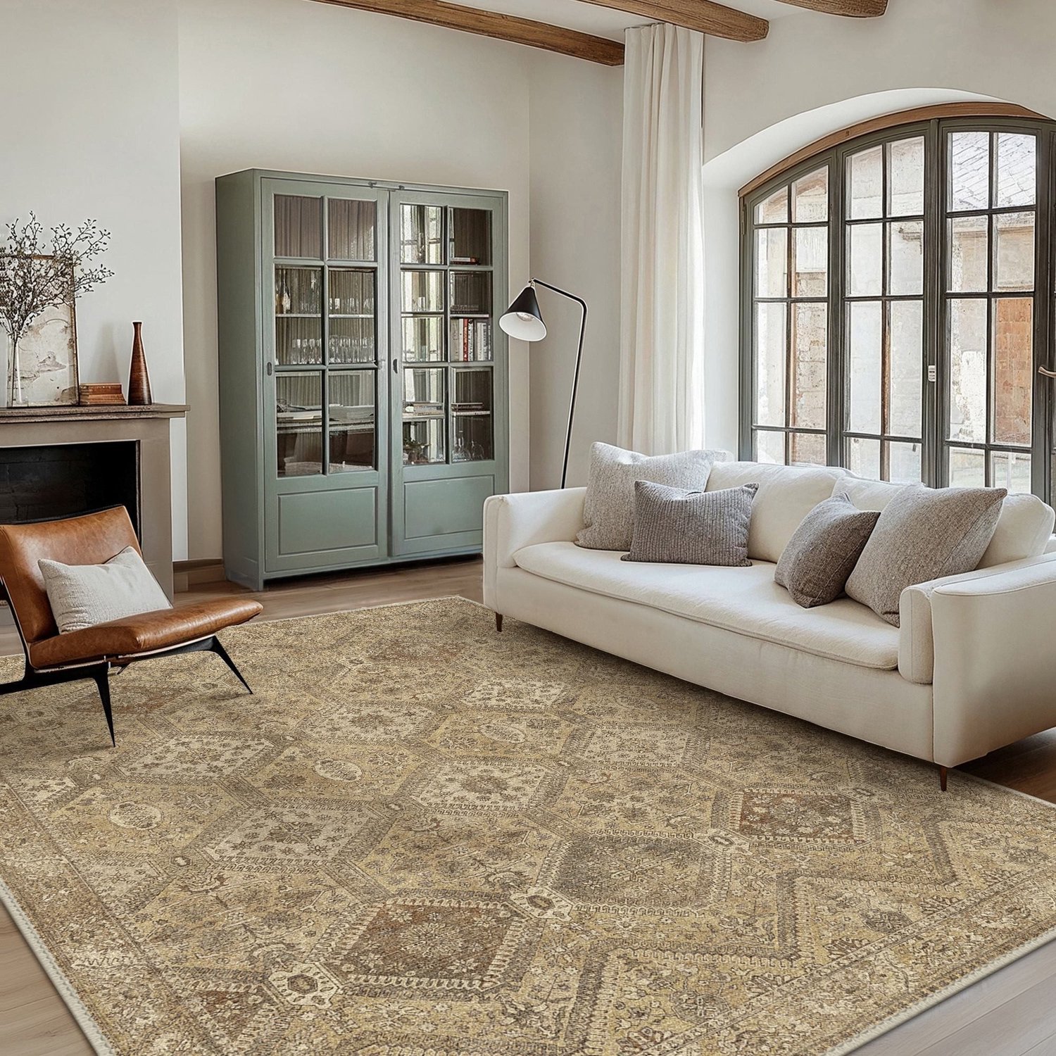 GENIMO Tapijt -Machinewasbaar kortpolig tapijt-Antislip rug voor woonkamer en keuken-Bruin, foto 2