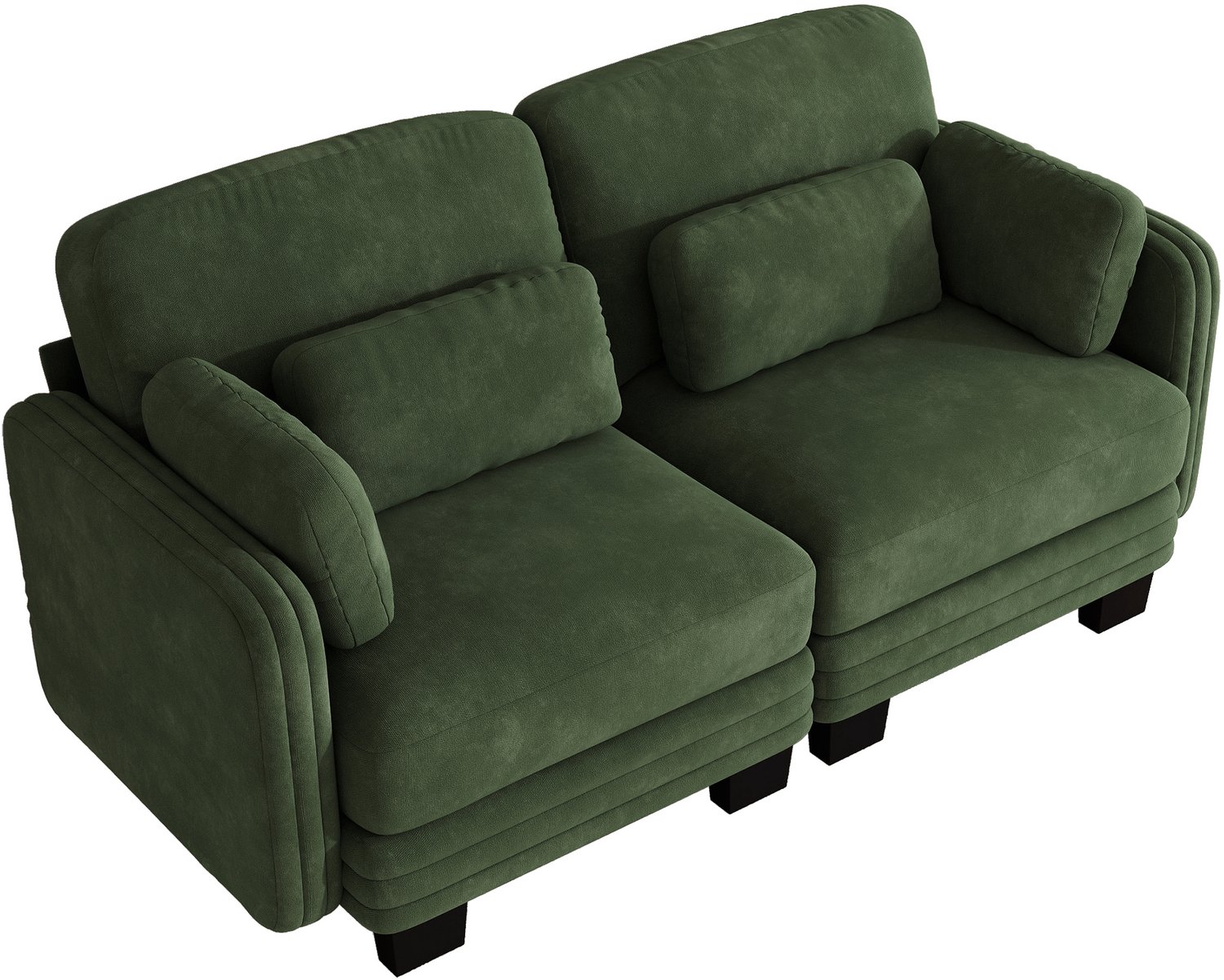 Wishdor 2-zitsbank - Modulaire bank met verplaatsbare lenden- en armkussens - Chenille met meerlaagse zitting - Pocketveren en U-verbindingen - Woonkamer en appartement - Groen - 176 x 88 x 88 cm